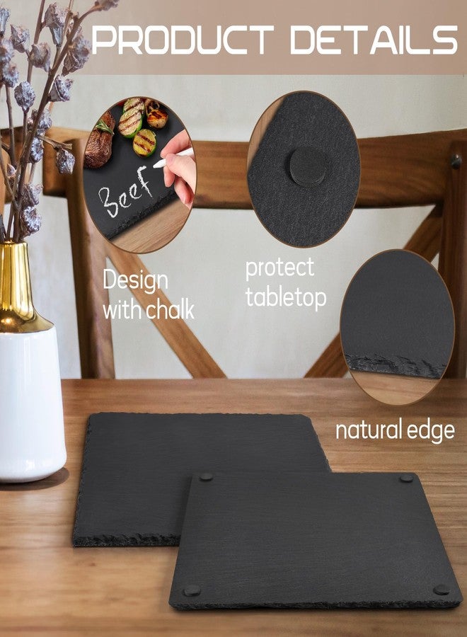 GOH DODD 12x12 Inch Set of 3 Large Slate Cheese Board, Charcuterie Boards Stone Slate Plates, Laser Engraving Blanks for Meat Fruit Appetizers Sussi Party Wedding Housewarming Gifts, Square - Image 4