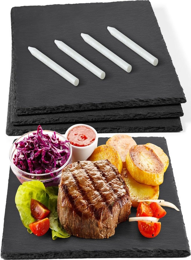 GOH DODD 12x12 Inch Set of 3 Large Slate Cheese Board, Charcuterie Boards Stone Slate Plates, Laser Engraving Blanks for Meat Fruit Appetizers Sussi Party Wedding Housewarming Gifts, Square - Image 1
