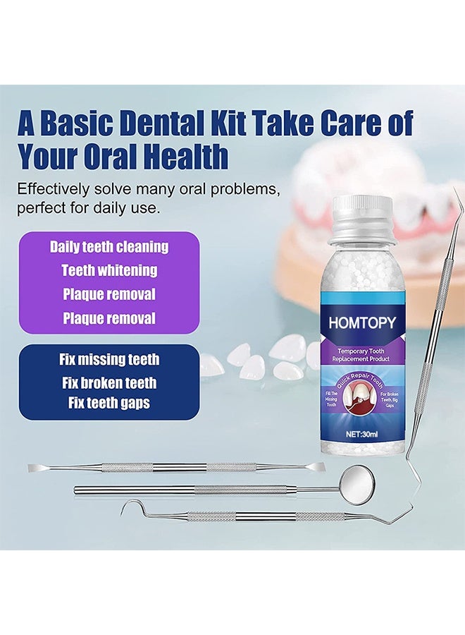 HOMTOPY Temporary Teeth Repair Kit, Moldable Tooth Replacements, Cavity Filler For Teeth, Temp Tooth Beads With 4 Dental Tools, Repair Missing Or Broken Teeth, Snap On Instant And Confident Smile - Image 3
