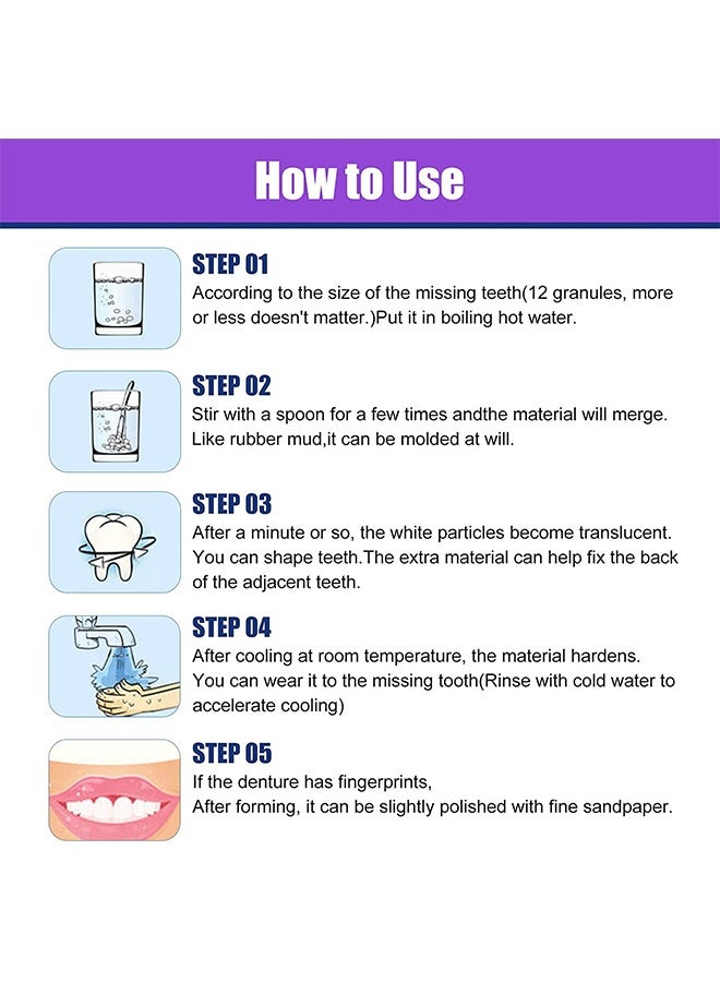 HOMTOPY Temporary Teeth Repair Kit, Moldable Tooth Replacements, Cavity Filler For Teeth, Temp Tooth Beads With 4 Dental Tools, Repair Missing Or Broken Teeth, Snap On Instant And Confident Smile - Image 5