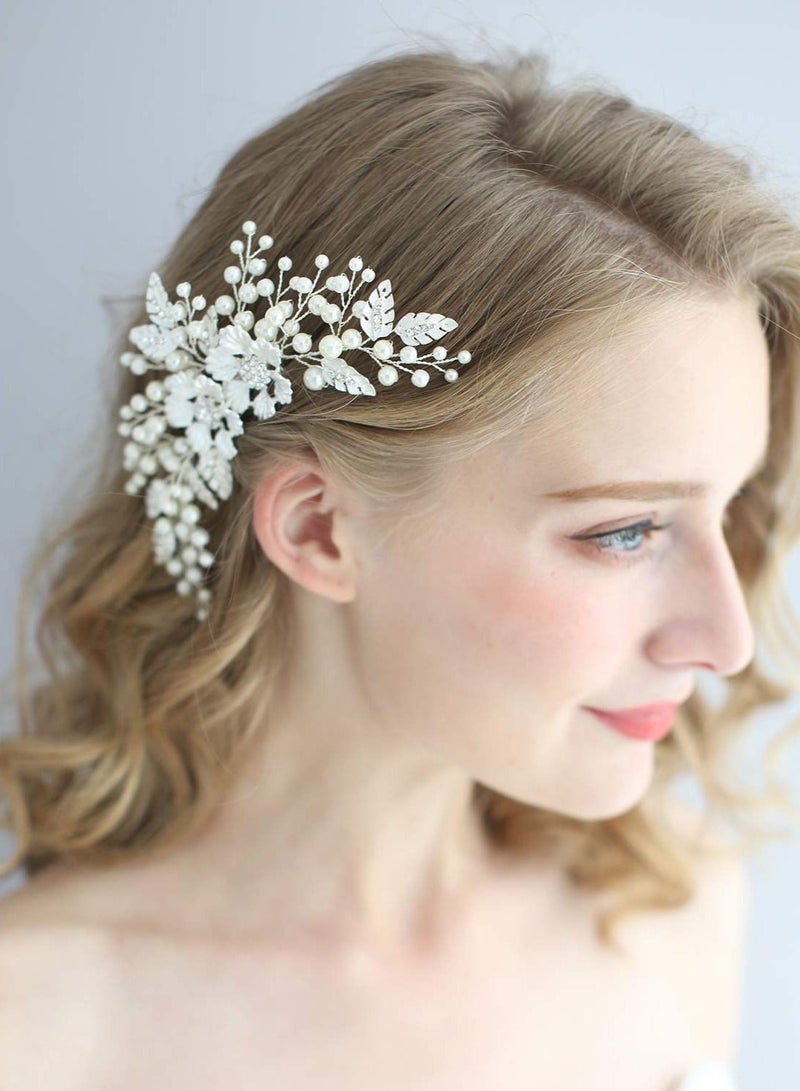 KASTWAVE Wedding Hair Clip Opal Crystal Hair Comb Bridal Hair Pieces Bridal Hair Comb Rhinestones Hair Comb Flower Girl Bridal Hair Barrette Crystal Wedding Hair Accessories for Brides Silver - Image 4