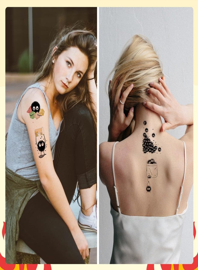 Pounchi Cute Soot Sprite Temporary Tattoos (8 Sheets) Gifts Anime Decor Cosplay Waterproof Temporary Tattoos Cartoon Stickers Party Favors Supplies for Teens Man Woman - Image 5