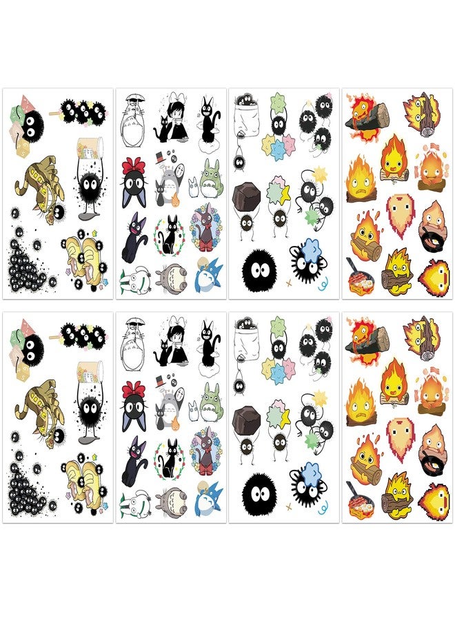 Pounchi Cute Soot Sprite Temporary Tattoos (8 Sheets) Gifts Anime Decor Cosplay Waterproof Temporary Tattoos Cartoon Stickers Party Favors Supplies for Teens Man Woman - Image 1