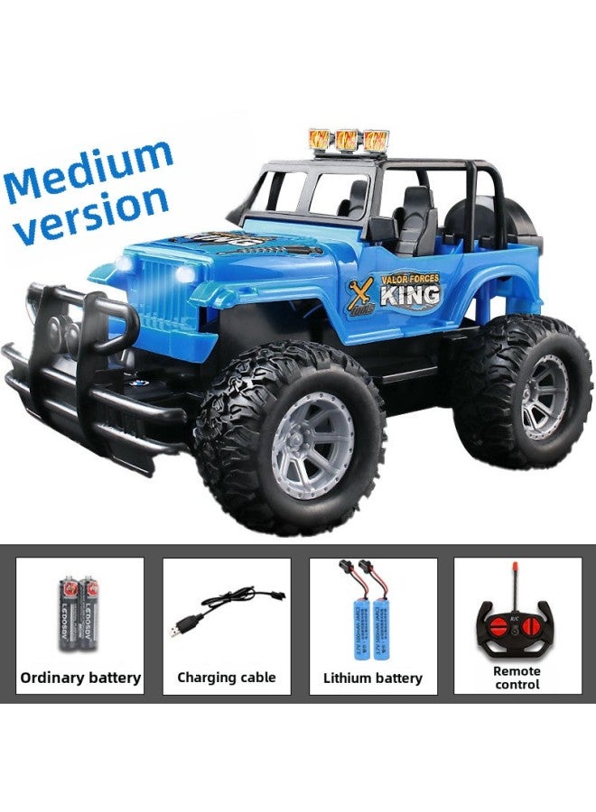 Remote Control Car Toy Boy Car Racing Wireless Off-road Vehicle Baby Electric 3-year-old Children's Car 6 Boys 5-7-Color:Off-road Vehicle-blue Rechargeable Model) 2 Sets Of Lithium Batteries] - Image 1