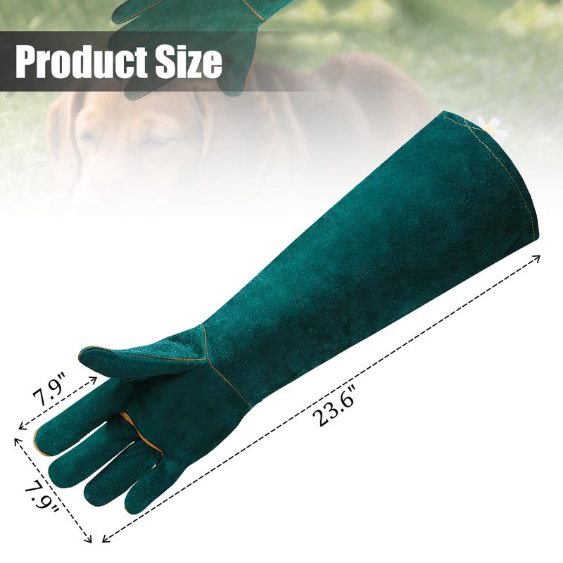LURMMUE Gardening Gloves 23.6", Thorn-Resistant Long Gauntlet, Split Cowhide Leather Protective Gloves with Reinforced Palm, Fireplace/BBQ/Forge, Welding Heat-Resistant, Animal Handling Bite-Resistant - Image 4
