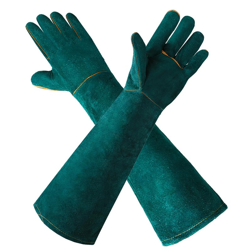 LURMMUE Gardening Gloves 23.6", Thorn-Resistant Long Gauntlet, Split Cowhide Leather Protective Gloves with Reinforced Palm, Fireplace/BBQ/Forge, Welding Heat-Resistant, Animal Handling Bite-Resistant - Image 1