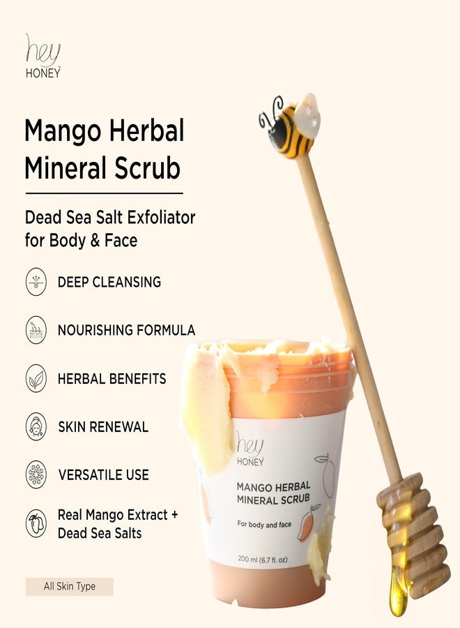 Hey Honey Skincare Mango Herbal Mineral Scrub Dead Sea Salt Exfoliator for Body & Face | Gently Buffs, Smooths & Hydrates Skin | Cruelty-Free, Paraben-Free, Vegetarian | 6.7 oz - Image 4