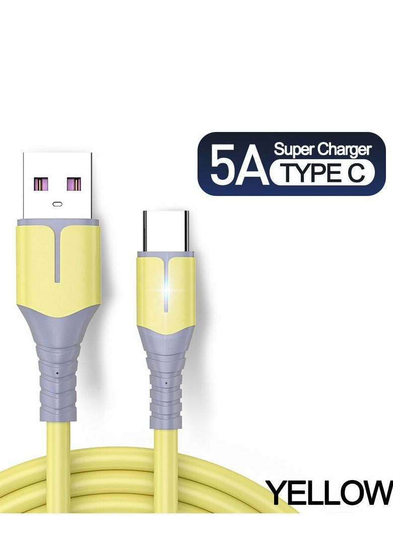 AROAQ 5A Type C Fast Charging Cable Micro USB Charger Yellow - Image 1