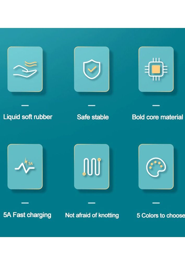 AROAQ 5A Type C Fast Charging Cable Micro USB Charger Yellow - Image 3