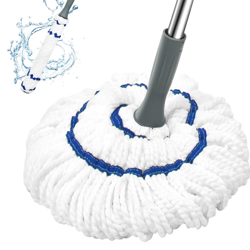 kickleen Self Wringing Floor Cleaner with 52.5 Inch Long Handle, Heavy Duty Wet Mop for Hardwood, Tile, Vinyl, Laminate Floors (White) - Image 1