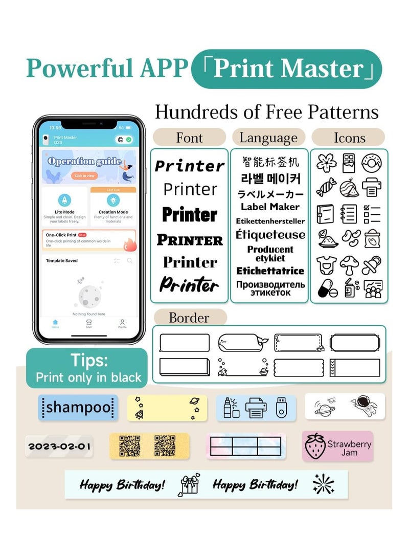 Phomemo D30 Label Maker, Bluetooth Portable Labeler, USB Rechargeable, Phone Compatible, Green - Image 3