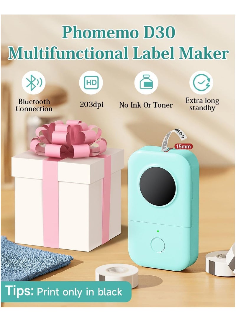 Phomemo D30 Label Maker, Bluetooth Portable Labeler, USB Rechargeable, Phone Compatible, Green - Image 5