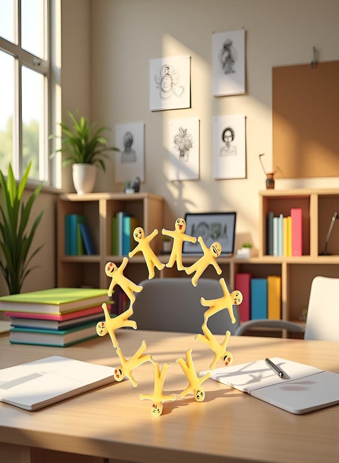 Sluswallow 11Pcs Yellow Stretchy Bendable Man, Stress Relief and Anti-Anxiety Squeeze Sensory for Sensory Motor Aids Games, Decorative Hanging Ornaments - Image 3