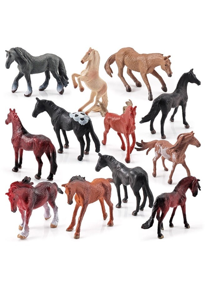 lelewu - 12-Piece Mini World Famous Horse Figure Toys, Realistic Horse Decorative Toys Set, Mini Animal Figures for Decorations Educational, Hand Painted Horse Animals Toy, Cake Toppers Birthday Gift for Kids - Image 1