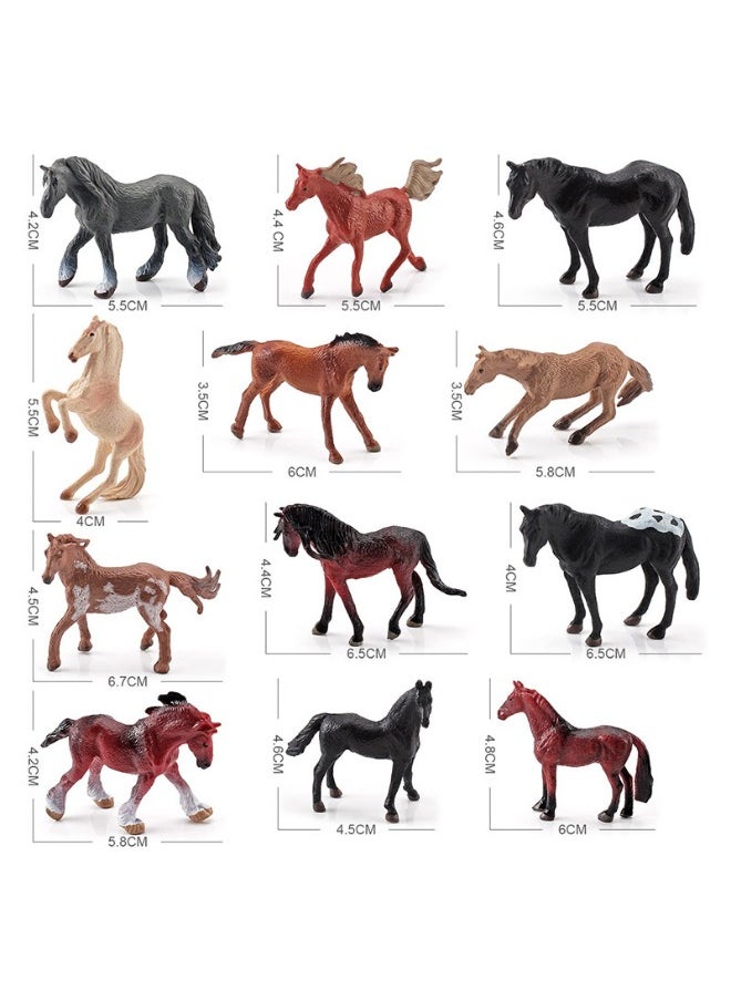 lelewu - 12-Piece Mini World Famous Horse Figure Toys, Realistic Horse Decorative Toys Set, Mini Animal Figures for Decorations Educational, Hand Painted Horse Animals Toy, Cake Toppers Birthday Gift for Kids - Image 1