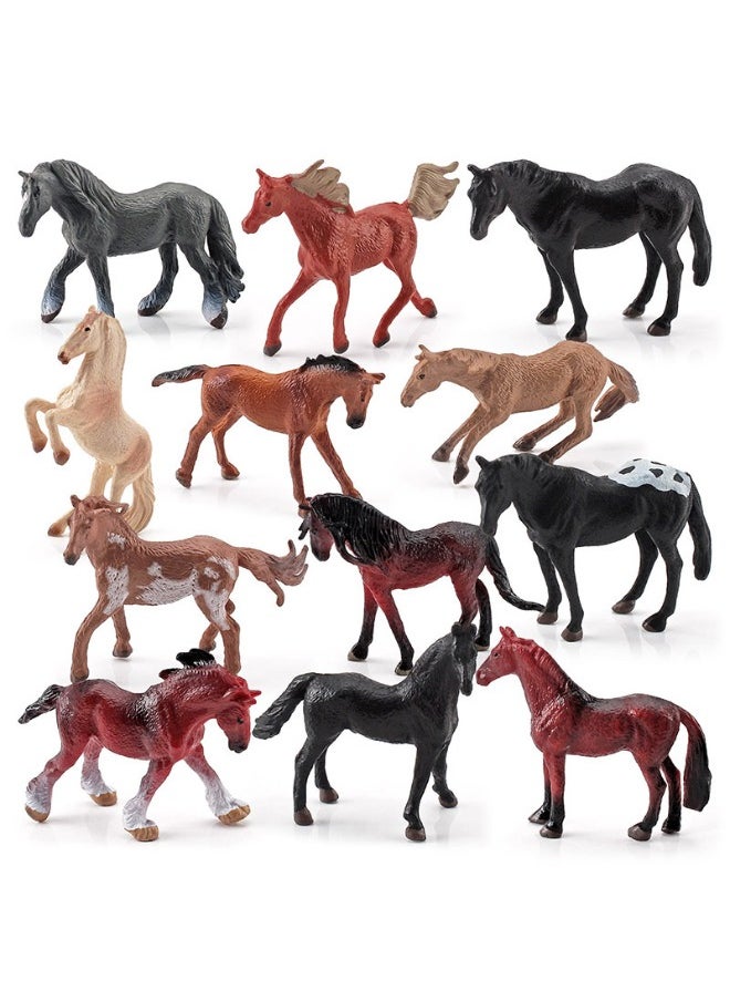 lelewu - 12-Piece Mini World Famous Horse Figure Toys, Realistic Horse Decorative Toys Set, Mini Animal Figures for Decorations Educational, Hand Painted Horse Animals Toy, Cake Toppers Birthday Gift for Kids - Image 1
