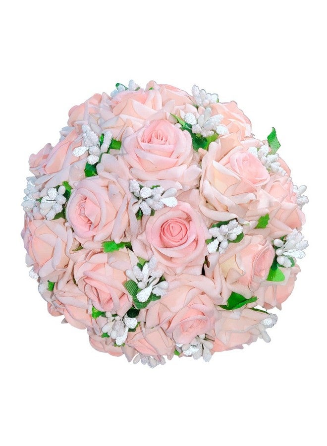 Case Creation Velvet Artificial Flower Big Size Gajra Hair Bun Pastel Pink Rose Bun Juda Hair Accessories for Women and Girls Hair Bun Extension Bun Maker buds Wig used in Wedding,Anniversary,Party,Family Function,Musical Event (Peach) - Image 1