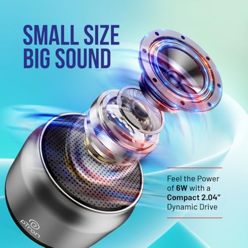 pTron Musicbot Lite 6W Bluetooth Speaker with 8 Hrs Playtime, 2.04" Neo Driver for Pristine Sound, Mini Size Portable Speaker, BTv5.1 Connectivity, TWS Feature & Type C Charging (Grey) - Image 2