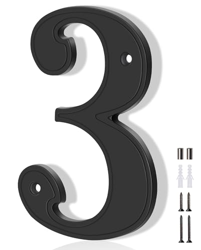 Emotionlite House Numbers 3, Emotionlite House Address Numbers, Black Large Modern House Numbers for Outside, Metal Mailbox Number, 5" Zinc Alloy Style - Image 1
