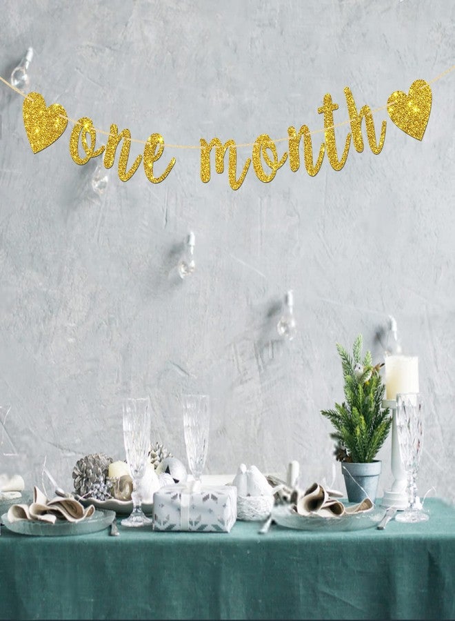 INNORU One Month Banner, Baby Shower Party Decorations, Newborn Sign Banner, New Baby - Gender Reveal - Happy 30 Days Party Decorations, Gold Glitter - Image 5