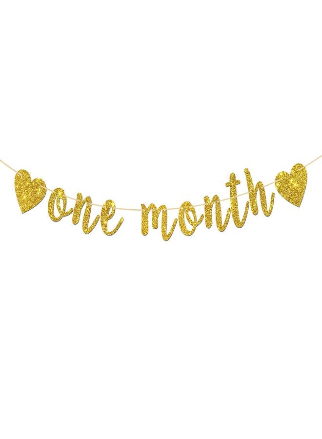 INNORU One Month Banner, Baby Shower Party Decorations, Newborn Sign Banner, New Baby - Gender Reveal - Happy 30 Days Party Decorations, Gold Glitter - Image 1