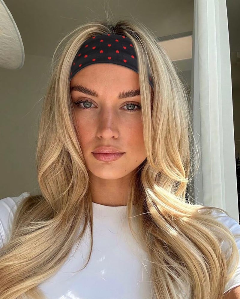 TERSE Headbands for Women Trendy Cherry Print - Non Slip Head Bands Soft Fabric Hair Bands for Workout Yoga Running Sport - Wide Thick Hair Wrap for Girls - Image 2