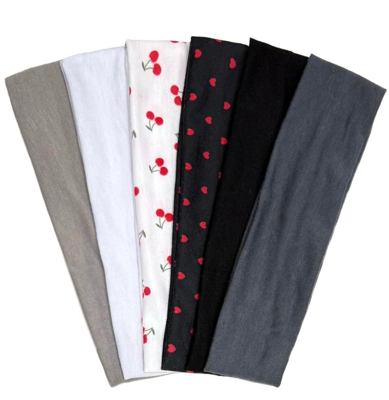 TERSE Headbands for Women Trendy Cherry Print - Non Slip Head Bands Soft Fabric Hair Bands for Workout Yoga Running Sport - Wide Thick Hair Wrap for Girls - Image 1