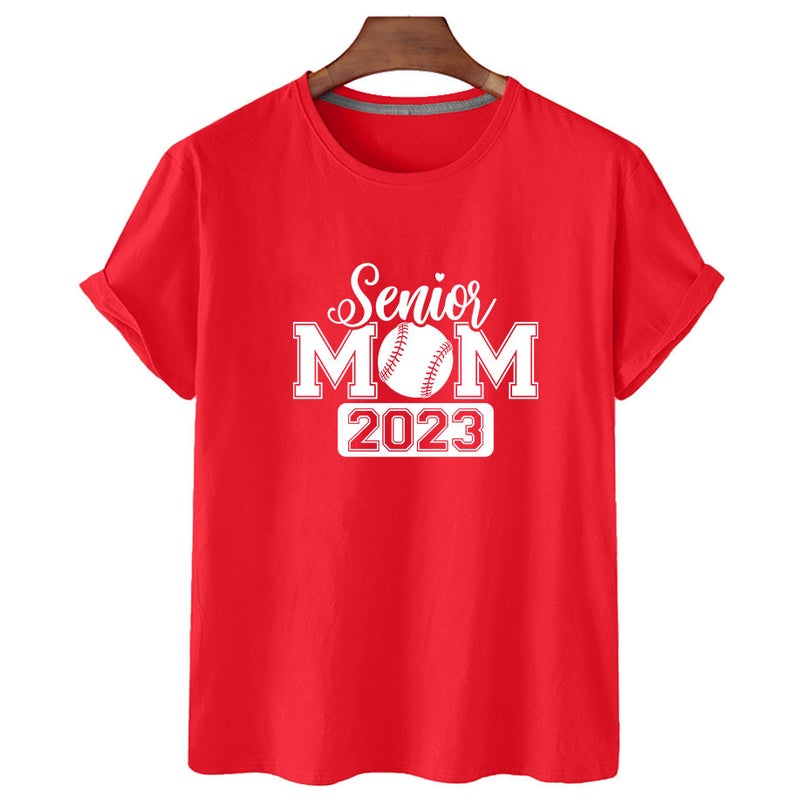 Independent Station Senior Mom 2023 Letter Simple Printing Loose Short-Sleeved T-Shirt Spot Women'S Clothing - Image 1