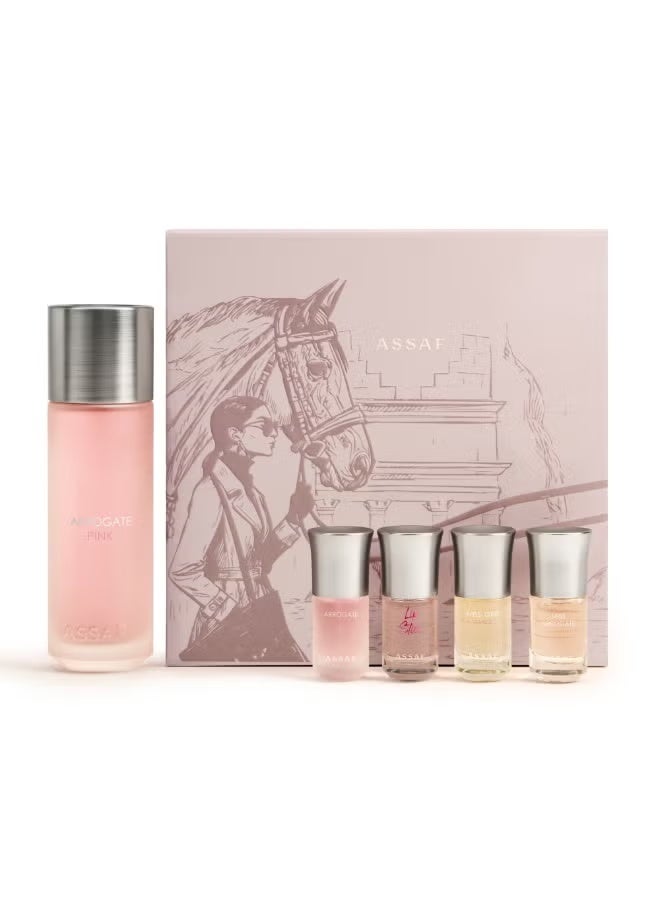 ASSAF Arrogate Pink Gift Set by ASSAF (200ml + 4×10ml ) Women’s Perfume Gift Collection - Image 1
