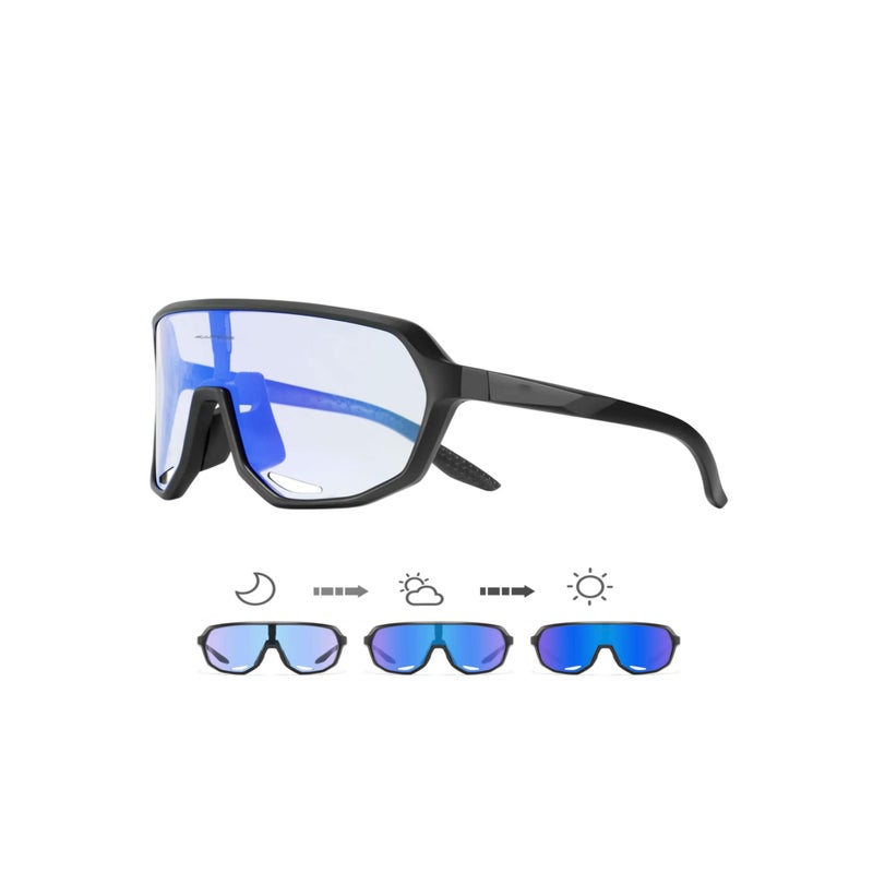 SOLARAE Photochromic Cycling Glasses, Polarized Sports Sunglasses, Mountain Bike Sunglasses, Sports Goggles UV Protection, for Men Women, Baseball Sunglasses for Driving Fishing, Black - Image 1