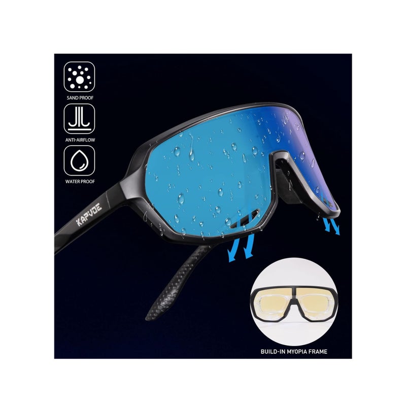 SOLARAE Photochromic Cycling Glasses, Polarized Sports Sunglasses, Mountain Bike Sunglasses, Sports Goggles UV Protection, for Men Women, Baseball Sunglasses for Driving Fishing, Black - Image 5