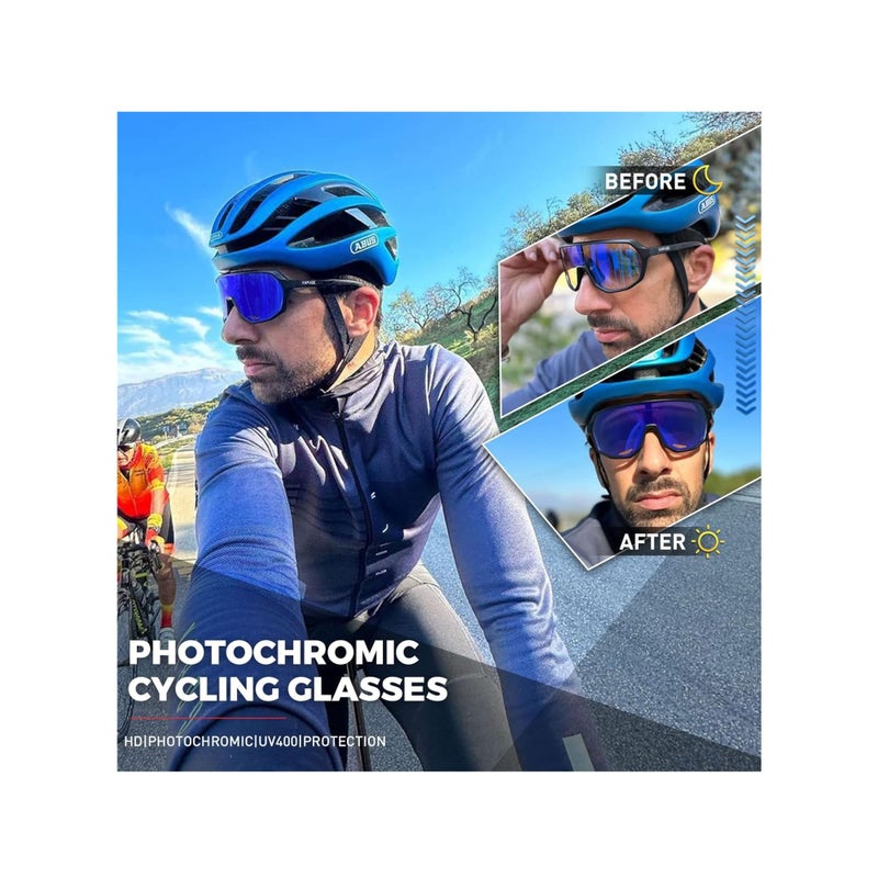 SOLARAE Photochromic Cycling Glasses, Polarized Sports Sunglasses, Mountain Bike Sunglasses, Sports Goggles UV Protection, for Men Women, Baseball Sunglasses for Driving Fishing, Black - Image 2