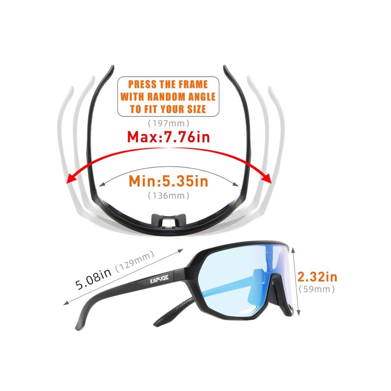 SOLARAE Photochromic Cycling Glasses, Polarized Sports Sunglasses, Mountain Bike Sunglasses, Sports Goggles UV Protection, for Men Women, Baseball Sunglasses for Driving Fishing, Black - Image 3