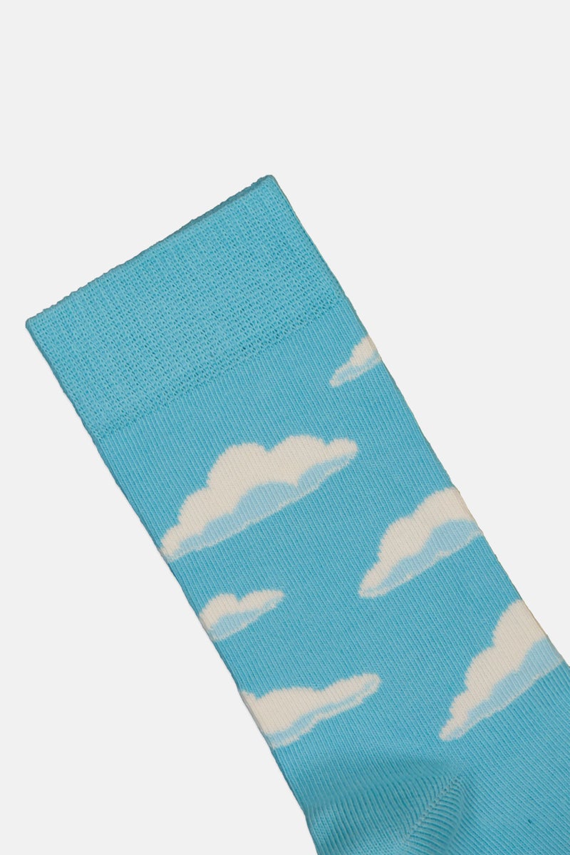 Happy Socks x The Simpsons Kids Boy 1 Pair Clouds Crew Socks, Sky Blue - Image 2