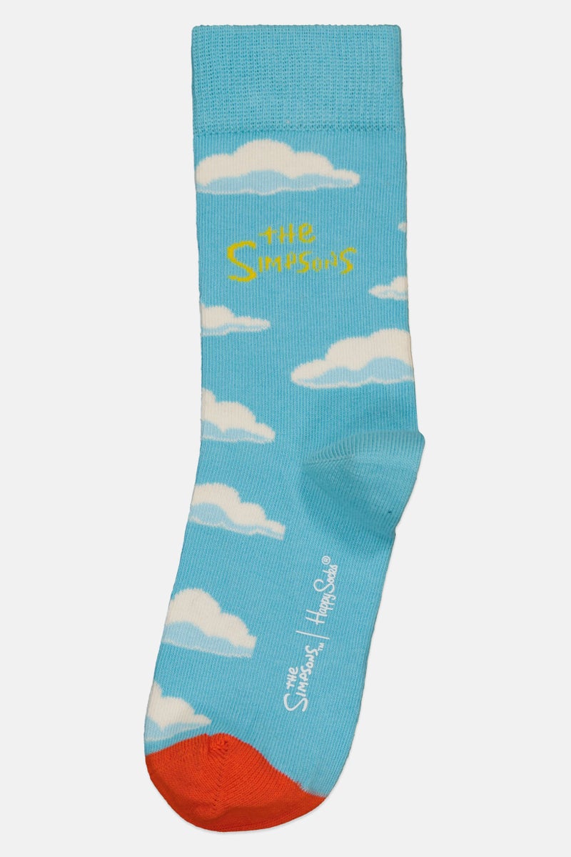 Happy Socks x The Simpsons Kids Boy 1 Pair Clouds Crew Socks, Sky Blue - Image 1