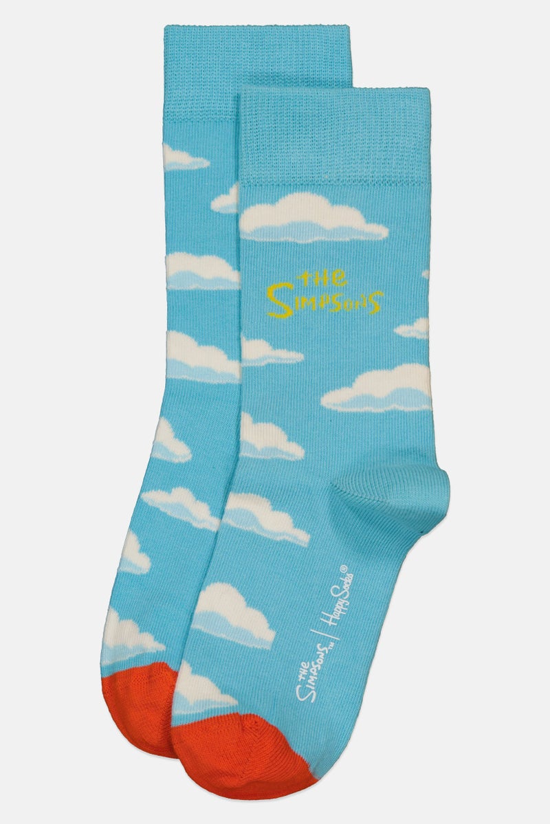 Happy Socks x The Simpsons Kids Boy 1 Pair Clouds Crew Socks, Sky Blue - Image 3