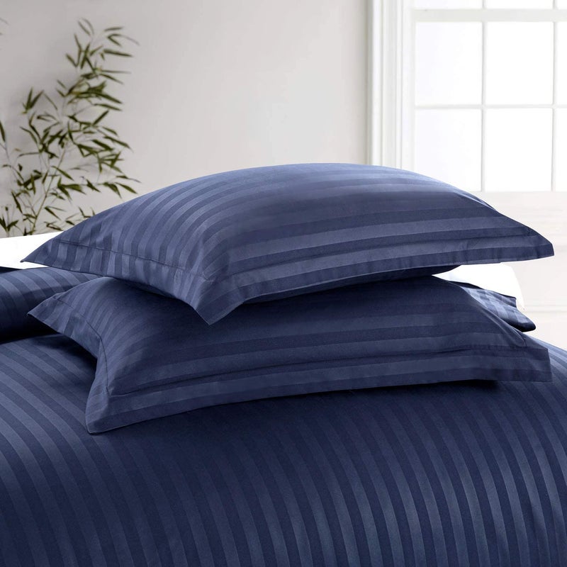 Vocal Store Microfiber 3-Piece Quilt/Duvet/Comforter Cover Set - Queen Size 80" X 80", Striped with 2 Pillow Cover, Blue - Image 4