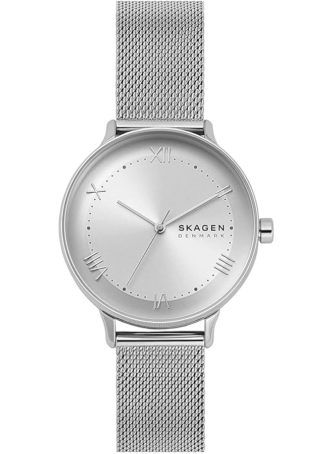 سكاجين ساعة نيلسون النسائية بثلاث عقارب من الفولاذ المقاوم للصدأ باللون الفضي SKW2874