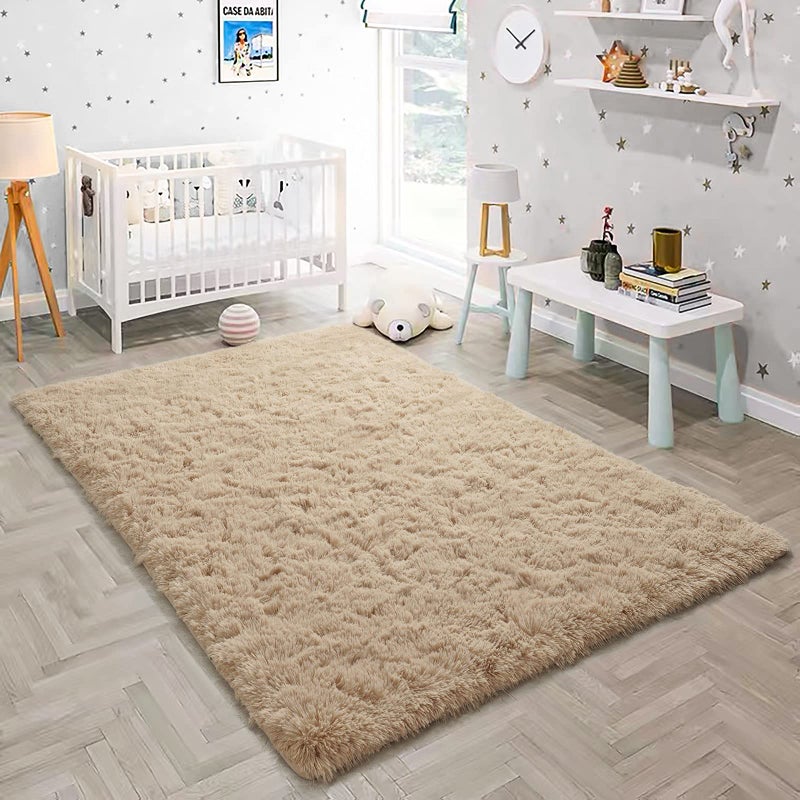 Pacapet Fluffy Area Rugs, Beige Shag Rug for Bedroom, Plush Furry Rugs for Living Room, Fuzzy Carpet for Kid's Room, Nursery, Home Decor 4 x 6 Feet - Image 2