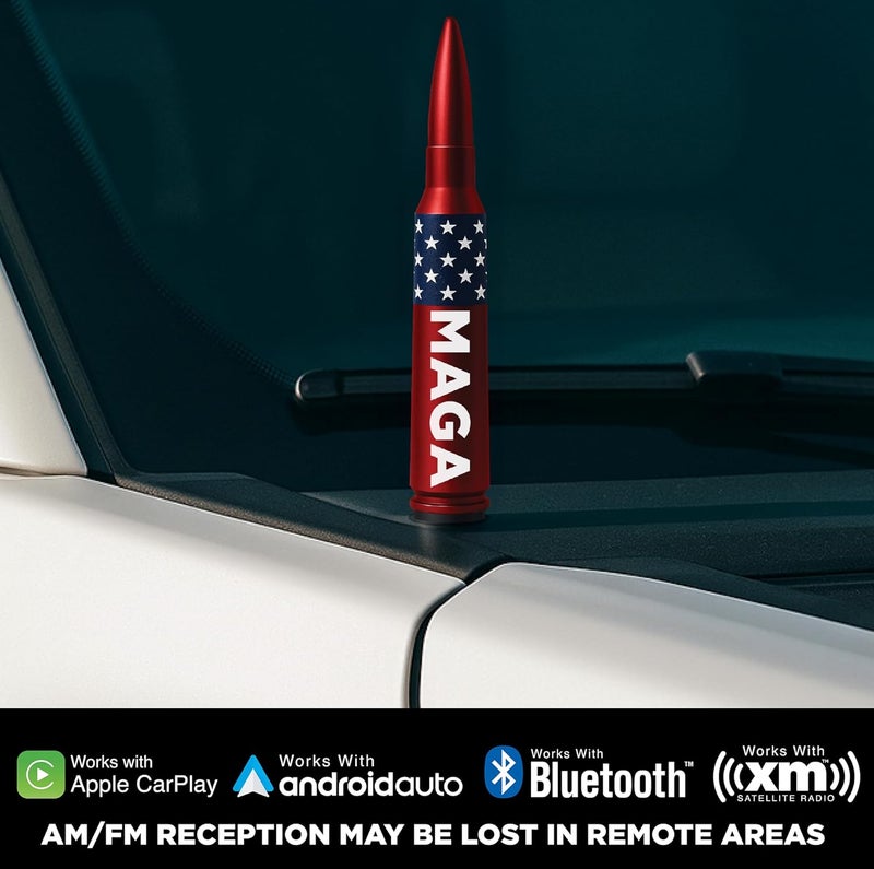 EcoAuto Bullet Antenna Replacement for Dodge Ram & Ford F150 F250 F350 Super Duty Ford Raptor Bronco Trucks - Anti-Theft Design - Radio Antenna for Truck 1990 - Current (MAGA) All-scene tailored quality - Image 2