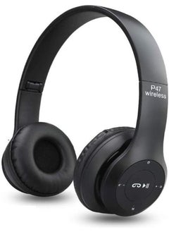 P47 Wireless Bluetooth Headphone P47 - Over Ear Stereo Music Headset with Memory Card Support, Gaming Headphones with Built-in Microphone for Laptop, Mobile Phone-BLACK  - Image 1