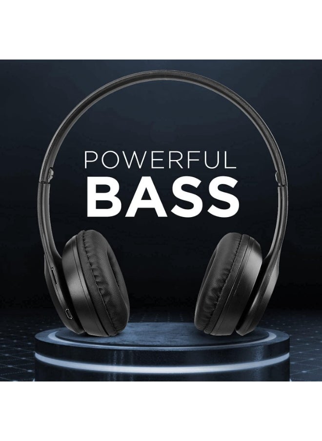 P47 - Wireless Bluetooth Headphone P47 - Over Ear Stereo Music Headset with Memory Card Support, Gaming Headphones with Built-in Microphone for Laptop, Mobile Phone-BLACK - Image 1