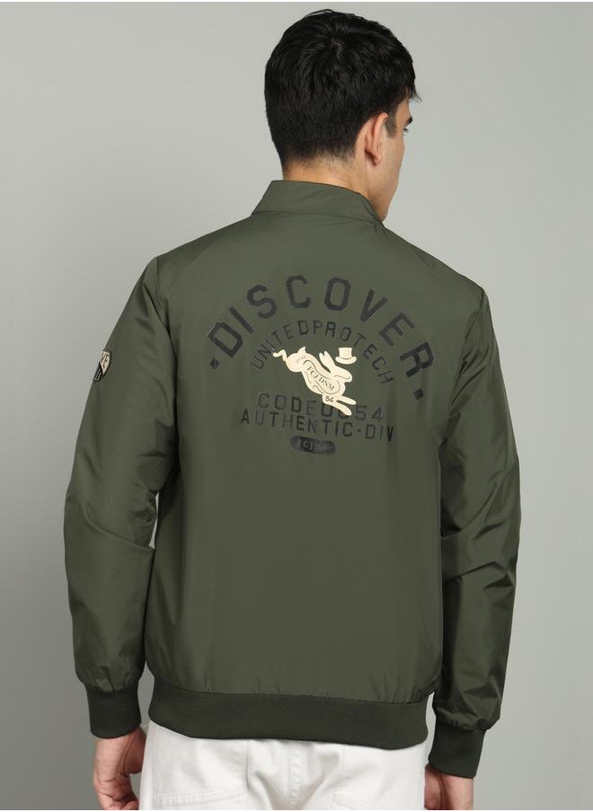 Fort Collins Fort Zipper High Neck Jacket with Badge Detail by Styli  - Image 4