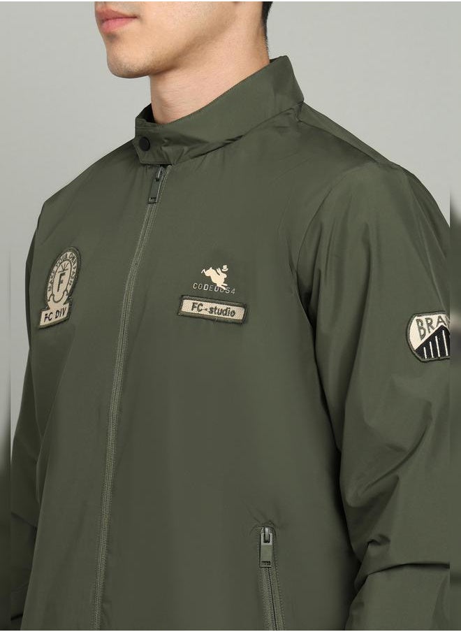 Fort Collins Fort Zipper High Neck Jacket with Badge Detail by Styli  - Image 5