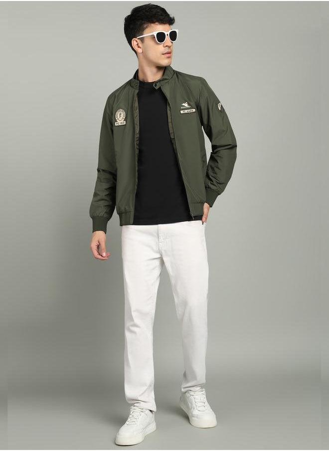 Fort Collins Fort Zipper High Neck Jacket with Badge Detail by Styli  - Image 3