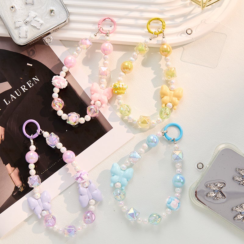 Bracelet mobile phone case short bracelet high sense bow diy handmade bracelet pearl women''s chain accessories wholesale - Image 2