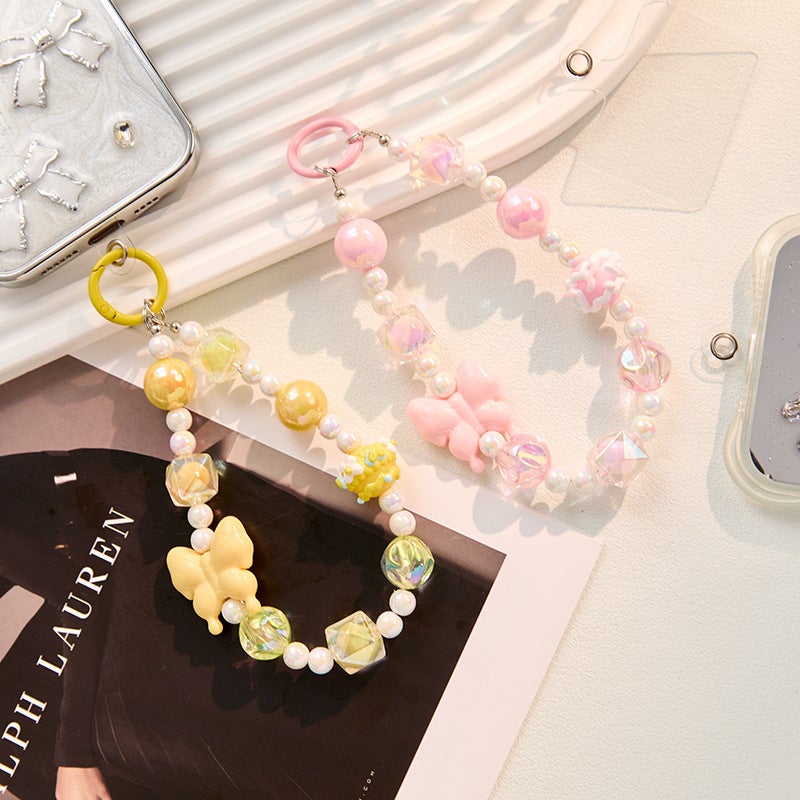 Bracelet mobile phone case short bracelet high sense bow diy handmade bracelet pearl women''s chain accessories wholesale - Image 3