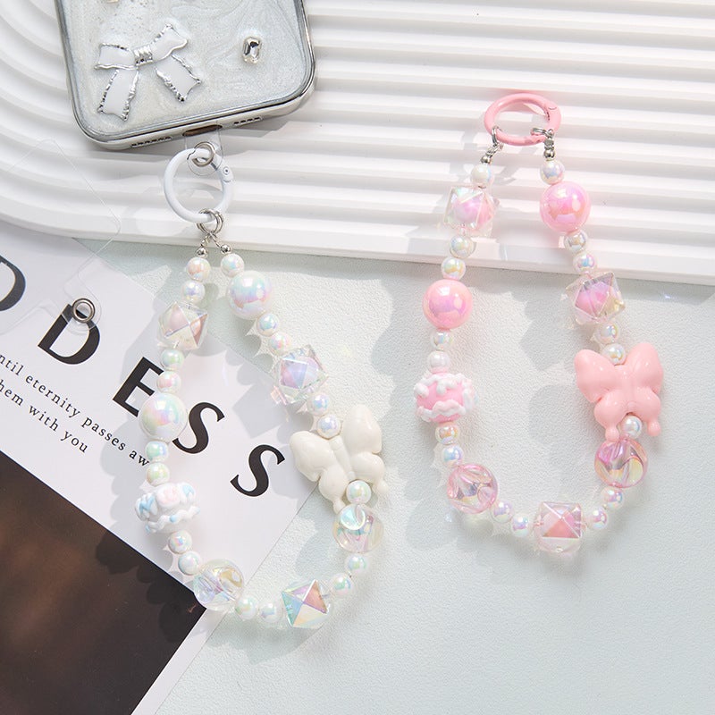 Bracelet mobile phone case short bracelet high sense bow diy handmade bracelet pearl women''s chain accessories wholesale - Image 5