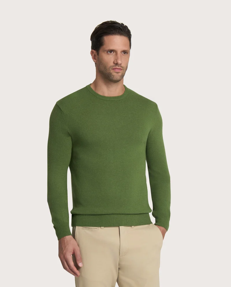 كاميتشسما Crew Neck Jumper in Green Cashmere Blend