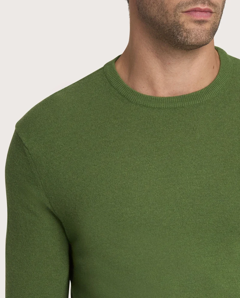 كاميتشسما Crew Neck Jumper in Green Cashmere Blend